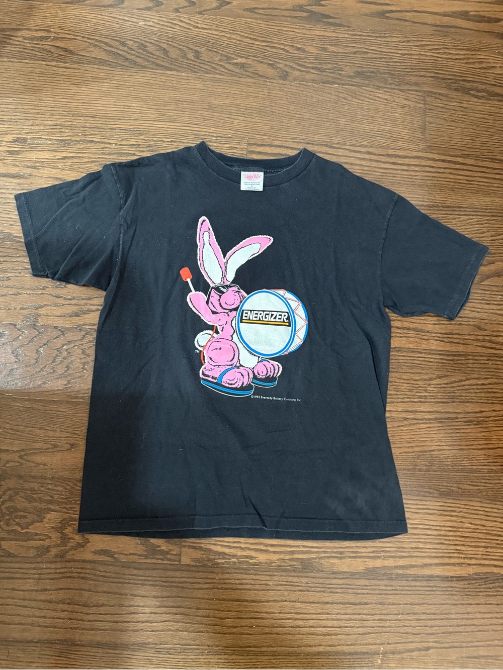 Vintage 1992 Energizer Bunny Graphic Black T-Shirt
